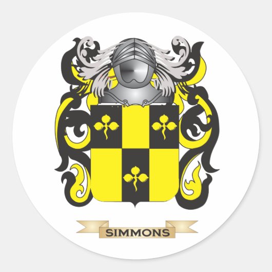 Simmons Wapen (Familie Crest) Ronde Sticker (Voorkant)