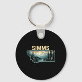 Simms Montana Outdoor Art Retro Hiking  Sleutelhanger (Voorkant)