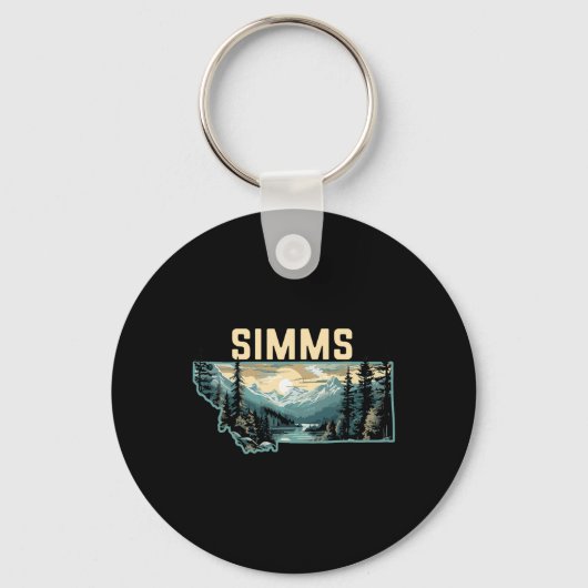 Simms Montana Outdoor Art Retro Hiking  Sleutelhanger (Voorkant)