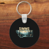 Simms Montana Outdoor Art Retro Hiking  Sleutelhanger (Voorkant)