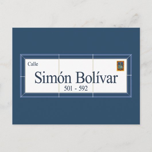 Simon Bolivar, het Teken van de Straat, Sucre, Briefkaart (Voorkant)