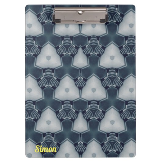 SIMON ~ Gedempt grijs en wit design origineel Klembord (Voorkant)