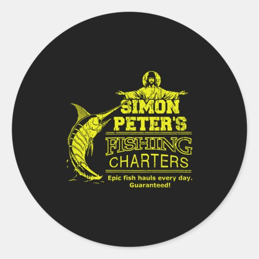 Simon Peter's Fishing Charters Funny Jesus Christ  Ronde Sticker (Voorkant)