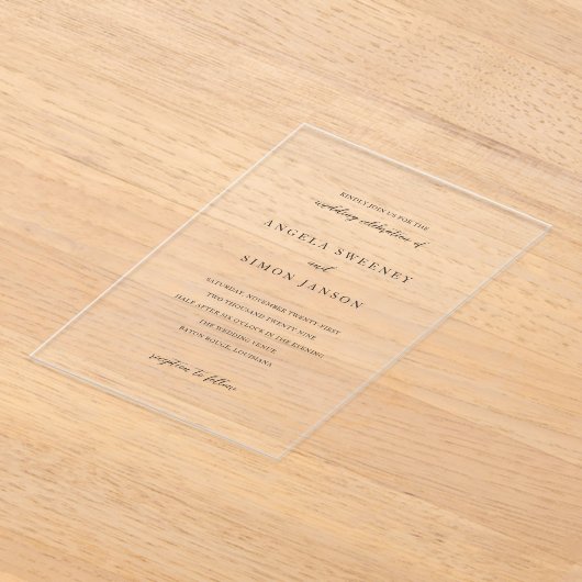Simon Simple Elegant Wedding Acryl Uitnodigingen (Laagn)