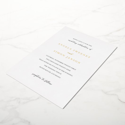 Simon Simple Elegant Wedding Folie Uitnodiging (Gedraaid)
