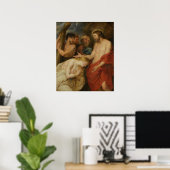Simon van Cyrene draagt het kruis Poster (Thuiskantoor)