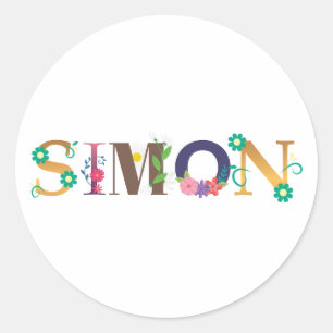 SIMON voornaam Elegant geborduurd Ronde Sticker