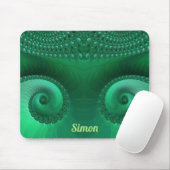 SIMON ~ Zany Shades of Green Fractal Pattern Muismat (Met muis)