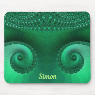 SIMON ~ Zany Shades of Green Fractal Pattern Muismat