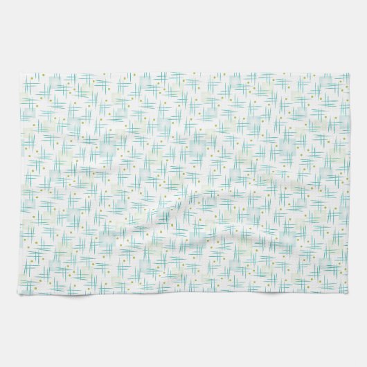 Simon zegt: - in het Blauwgroen Nifty Theedoek (Horizontaal)