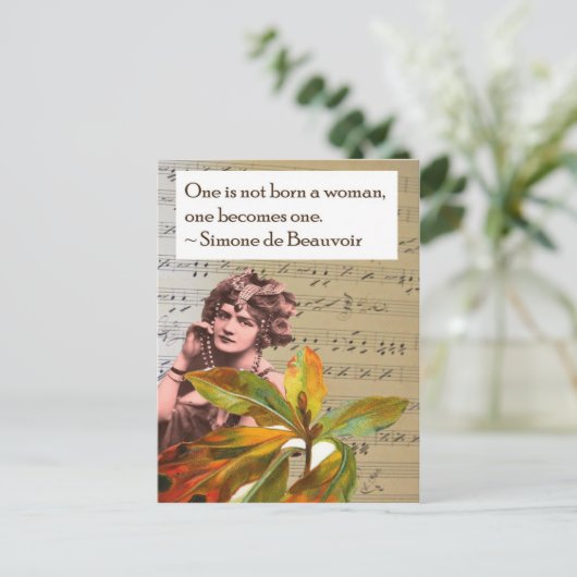 Simone de Beauvoir Quote Collage Briefkaart (Staand voorkant)