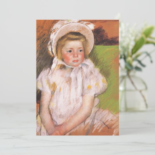 Simone in een Witte Bonnet | Mary Cassatt (Staand voorkant)