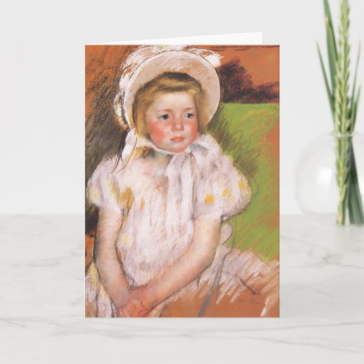 Simone in een Witte Bonnet | Mary Cassatt Kaart (Voorkant)