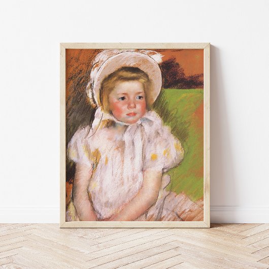 Simone in een Witte Bonnet | Mary Cassatt Poster