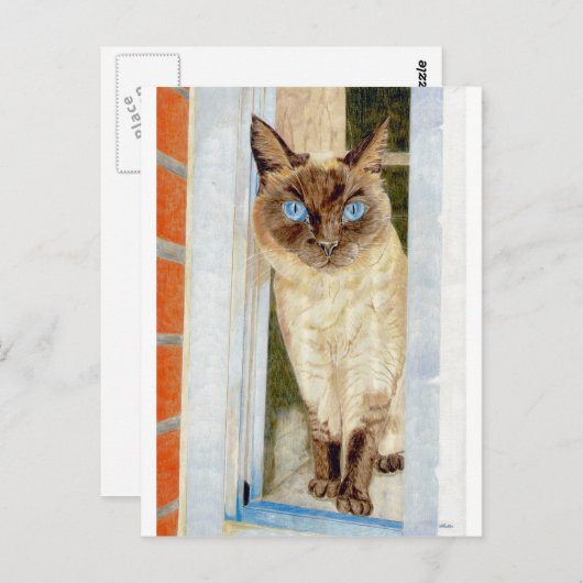 Simone in het raam (Siamese) Briefkaart (Voorkant / Achterkant)
