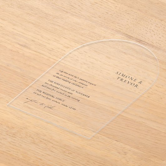 Simone Minimal Modern Wedding Acryl Uitnodigingen (Laagn)