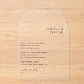 Simone Minimal Modern Wedding Acryl Uitnodigingen (Voorkant)