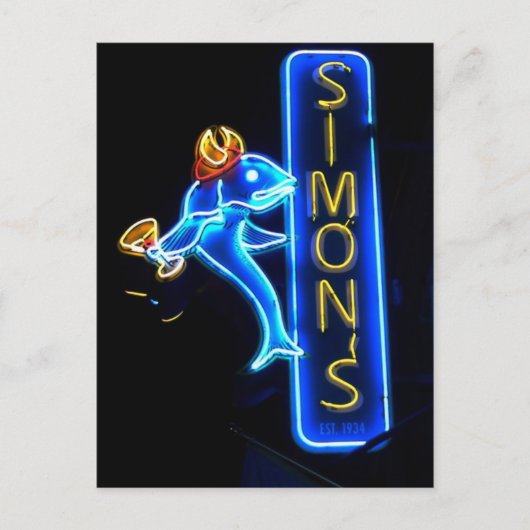 Simons Prachtige Neon Sign Post Card Briefkaart (Voorkant)