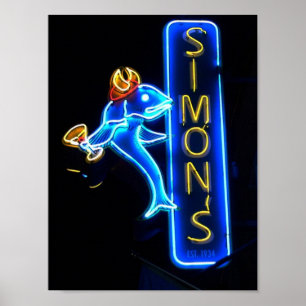 Simons Prachtige Neon Sign Post Card Poster
