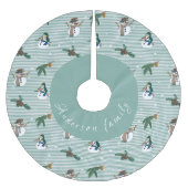 Simpáticos muñecos de nieve sobre fondo rayado kerstboom rok (Voorkant)