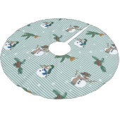 Simpáticos muñecos de nieve sobre fondo rayado kerstboom rok (Gekanteld)