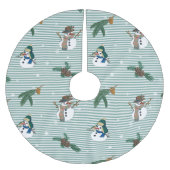 Simpáticos muñecos de nieve sobre fondo rayado kerstboom rok (Voorkant)