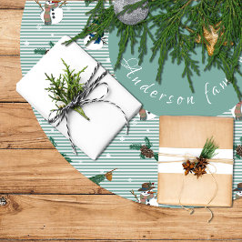 Simpáticos muñecos de nieve sobre fondo rayado kerstboom rok