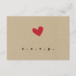 Simpe Heart Wedding RSVP Kaartje