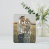 Simpe Modern Handwriting Wedding Photo Bedankkaart (Staand voorkant)