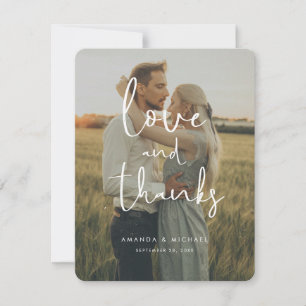 Simpe Modern Handwriting Wedding Photo Bedankkaart