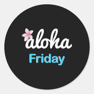 Simpel aloha vrijdag' Plumeria Hawaiaanse Vakantie Ronde Sticker