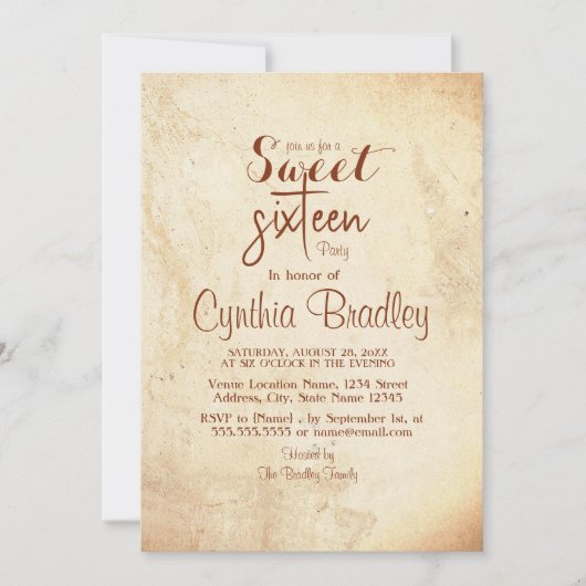 Simpel Beige Sweet Sixteen Verjaardagsfeest Kaart (Voorkant)