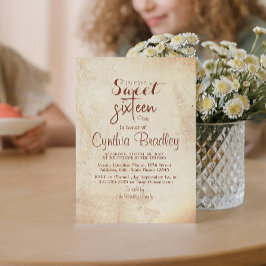 Simpel Beige Sweet Sixteen Verjaardagsfeest Kaart