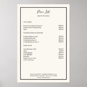 Simpel Beige Zwart Prijslijst Poster