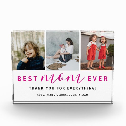 Simpel Beste Moeder Ooit Script Hot Pink 3 Fotoblokken (Voorkant)