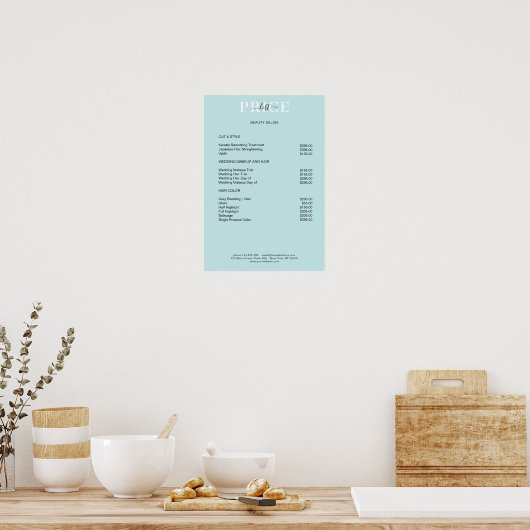 Simpel Blue Price List Poster (Keuken)