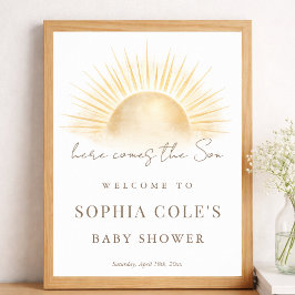 Simpel Boho Hier Komt De Zoon Baby Shower Welkom Poster