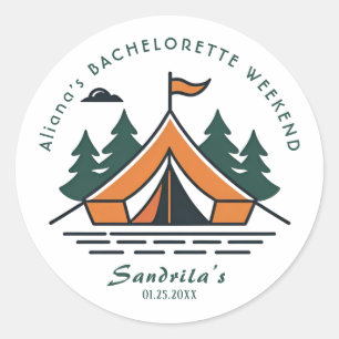 Simpel Camping Weekend Meidenfeest Ronde Sticker