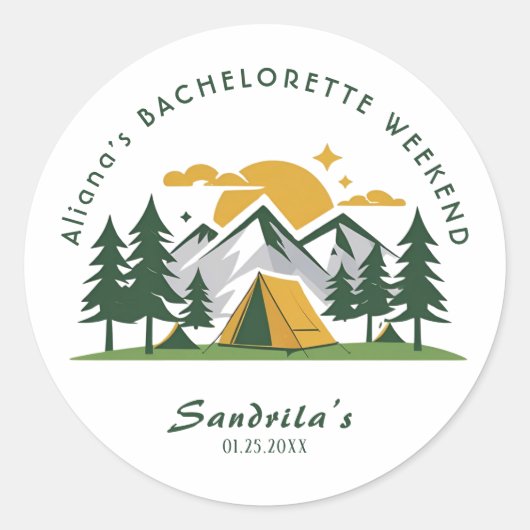Simpel Camping Weekend Meisjesuitje Ronde Sticker (Voorkant)
