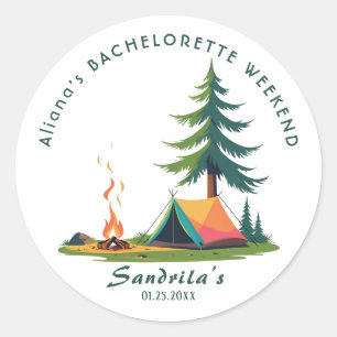 Simpel Camping Weekend Meisjesuitje Ronde Sticker
