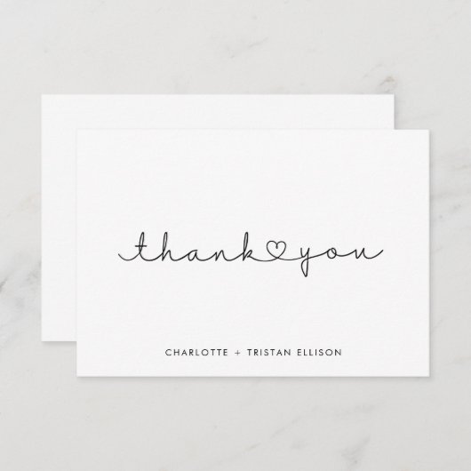 Simpel dank je hart notitiekaartje (Voorkant / Achterkant)