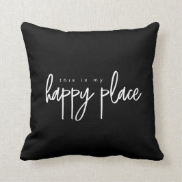 Simpel dit is mijn Happy Place Modern Typografie Kussen