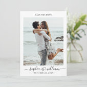 Simpel Elegant 2 Foto Huwelijk Bewaar De Datum Save The Date (Staand voorkant)