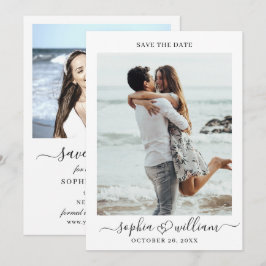 Simpel Elegant 2 Foto Huwelijk  Bewaar De Datum Save The Date