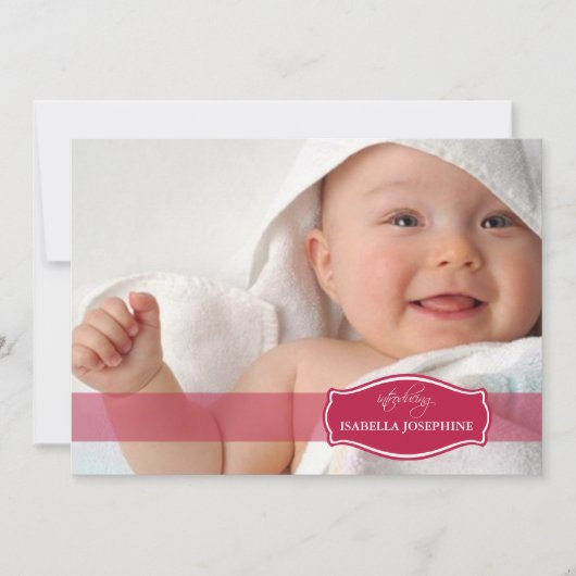 Simpel Elegant (cranberry) Geboorteaankondiging Ba Aankondiging (Voorkant)