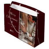 Simpel & Elegant Donkerrood Kerstvakantie Groot Cadeauzakje (Achterkant Gekanteld)
