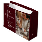 Simpel & Elegant Donkerrood Kerstvakantie Groot Cadeauzakje (Voorkant Gekanteld)