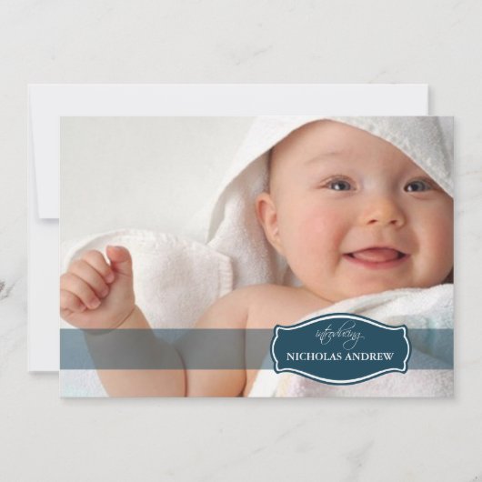 Simpel Elegant (middernacht) Baby Aankondiging (Voorkant)