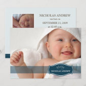 Simpel Elegant (middernacht) Baby Aankondiging (Voorkant / Achterkant)