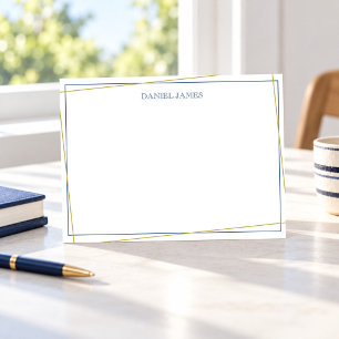 Simpel Elegant Persoonlijk Navy en Goud Plat Notitiekaartje